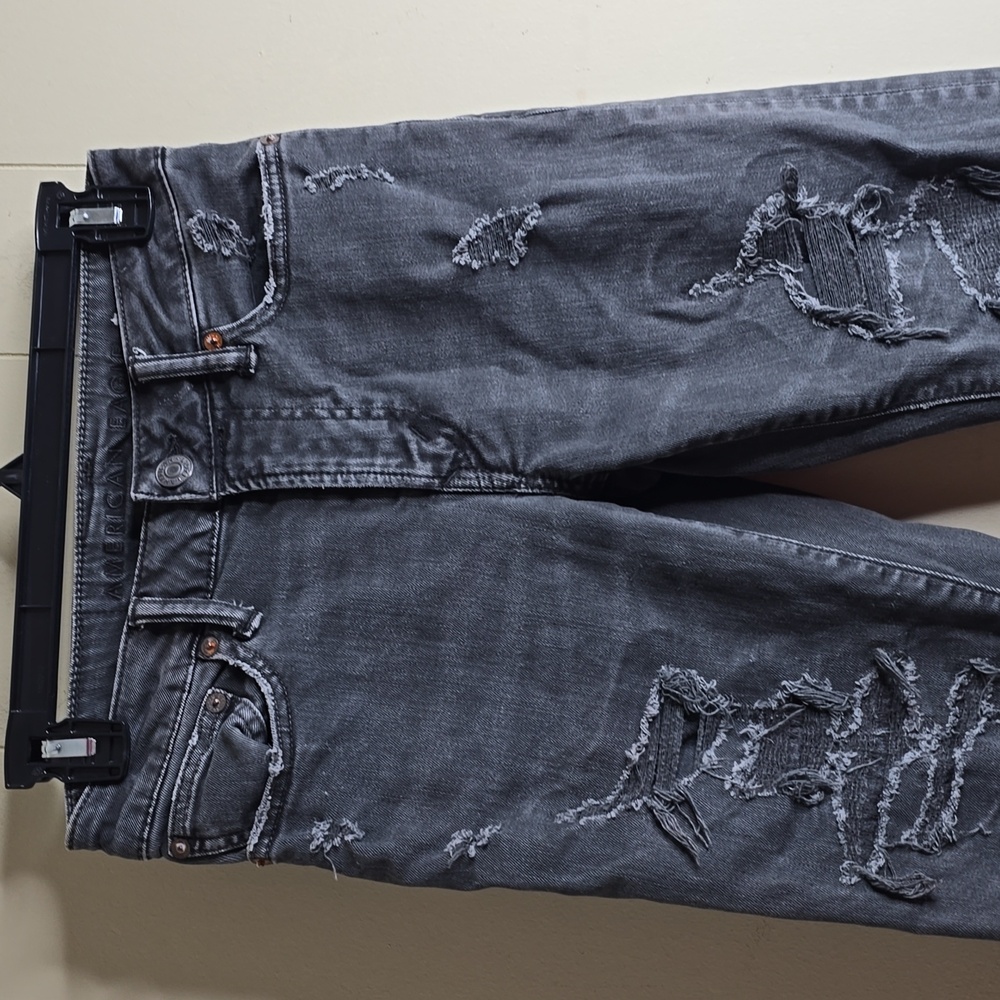 American Eagle Skinny Next Level Flex Distressed Gray Jeans W26 L30 - Picture 2 of 7